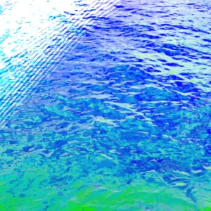 A natural water texture with layered blues and greens, expressing clarity and focus through fluid depth.